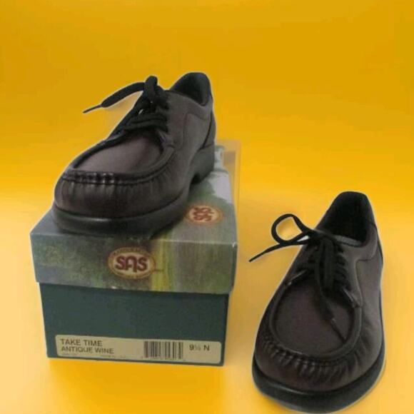 SAS Women's Take Time Lace Up Loafer Antique Wine 1690-153 9.5N - Picture 1 of 8
